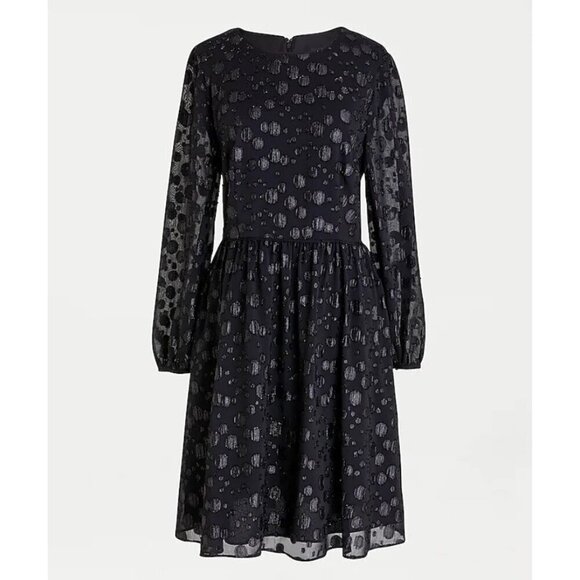 J.Crew A-line dress in metallic dot jacquard semi sheer mesh black women’s 0 - Picture 1 of 13